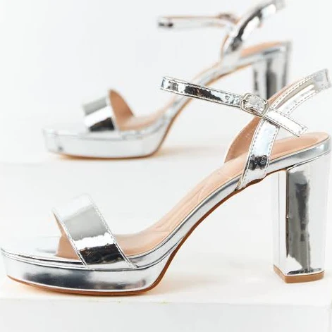 Faux Leather Ankle Strap Platform Heels