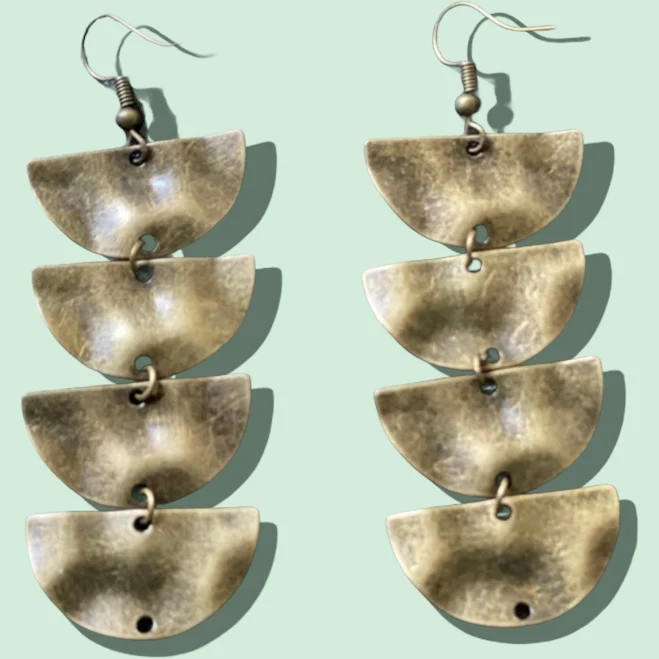 Handmade Boho Bronze Dangle Drop Earrings