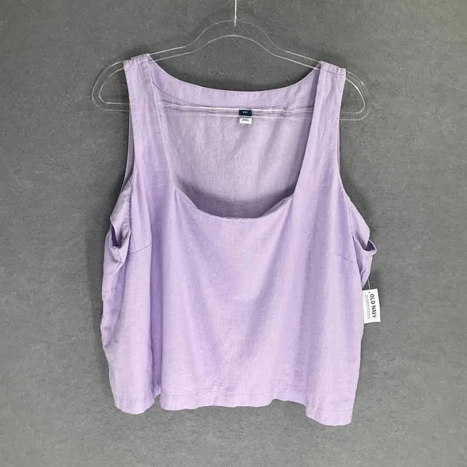 Old Navy Tops | Old Navy Women's Lilac Square Neck Sleeveless Linen Blend Crop Tank Top Xxl | Color: Purple | Size: Xxl | Pm-55206018's Closet