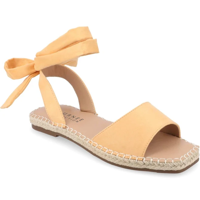 Journee Collection Women's Emelie Espadrille Flat Sandals - Orange - Size 7W