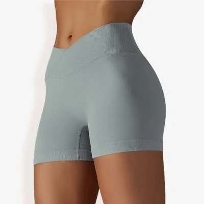 Women's Overlap Ribbed V-Waist Activewear Shorts