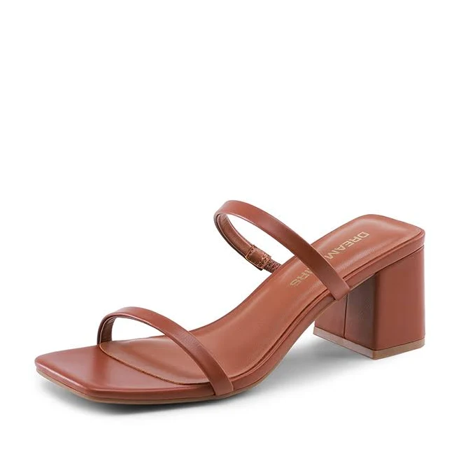 Dream Pairs Minimalist Thin Strap Block Heel Sandals