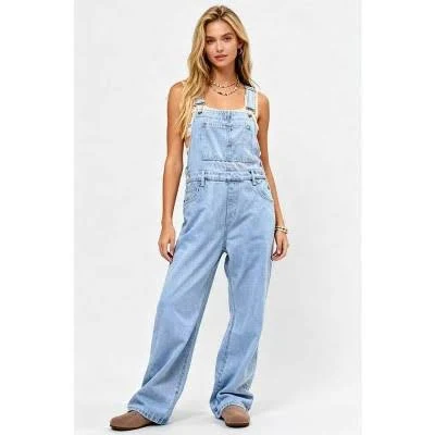 Cherie Code Women's Relaxed Fit Wide Leg Denim Overalls