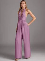 Wisteria Pleated Stretch Satin Jumpsuit