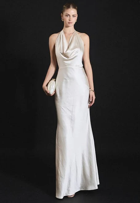 Endless Rose Women's Satin Cowl Halter Maxi Dress