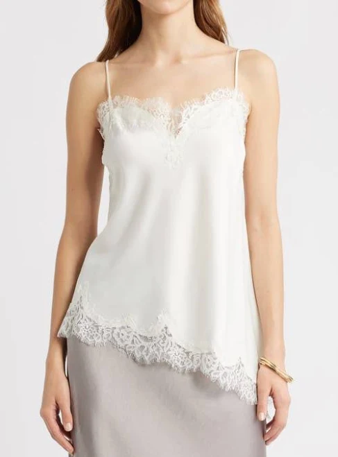 Open Edit Lace Trim Satin Camisole