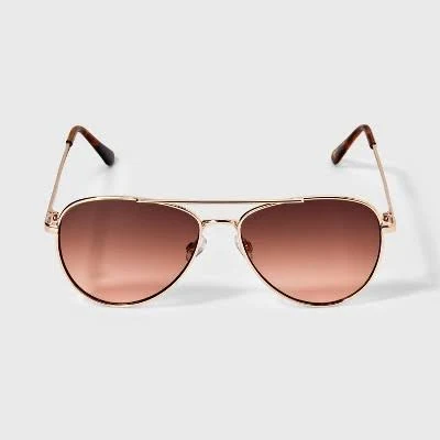 Wild Fable Women's Shiny Metal Aviator Sunglasses