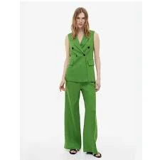 H&M Green Linen Vest & Wide-Leg Pants Set NWT | European Exclusive | Sizes 2 & 4