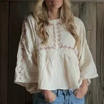 Embroidered Peasant Top