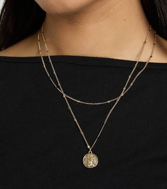 Boohoo Women's Layered Coin Pendant Necklace
