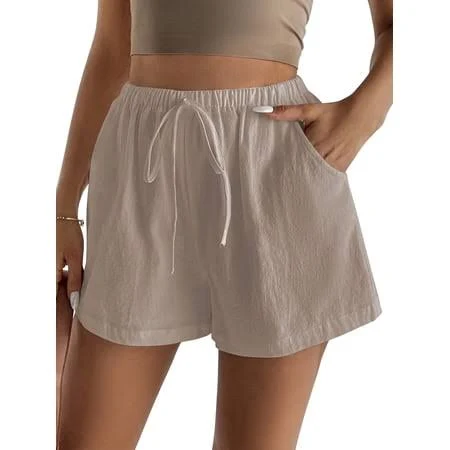 Women's High-Waisted Linen Shorts with Pockets
