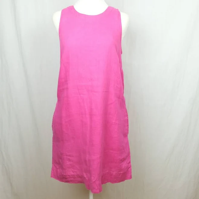 J.crew Linen Shift Mini Dress Bright Hot Pink Sleeveless Tunic Size Xs