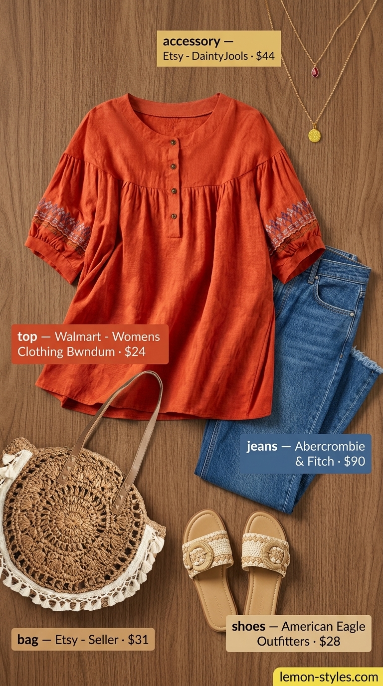 Boho Vibes: Straight Leg Jean Outfits Summer 2026 Indigo straight leg jean outfits summer for women 2026 with embroidered peasant blouse for markets.