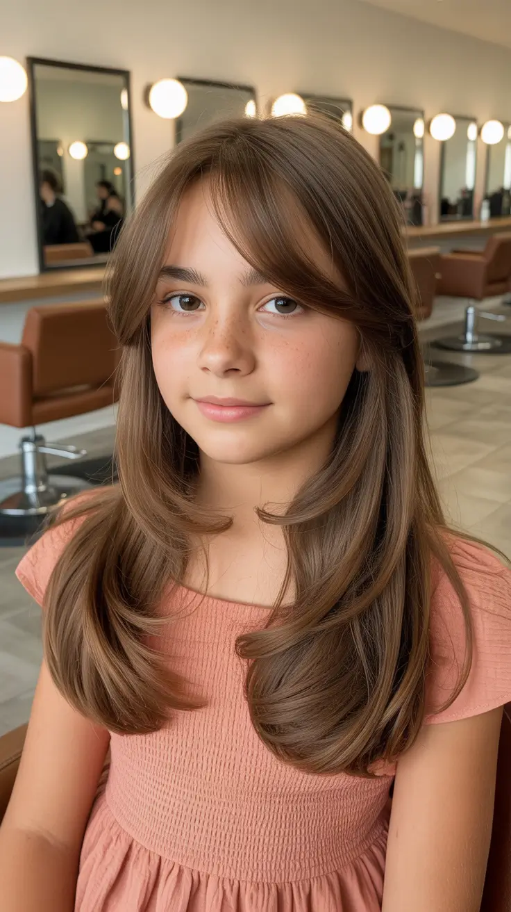 summer haircuts for girls 2026 Soft Layered Cut for Kids with Gentle Face Framing