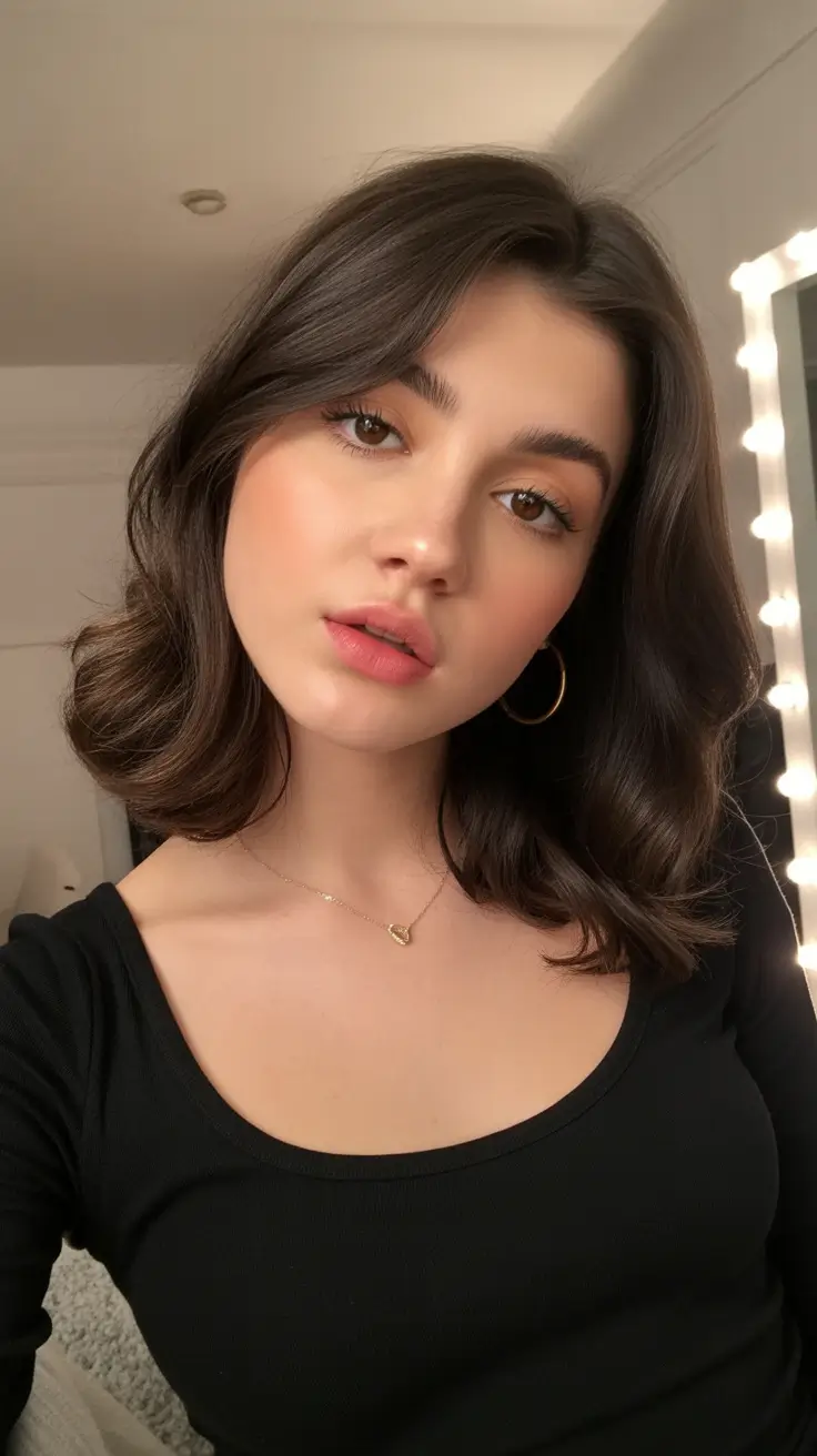 summer haircuts for girls 2026 Soft Wavy Bob with Volume and Movement