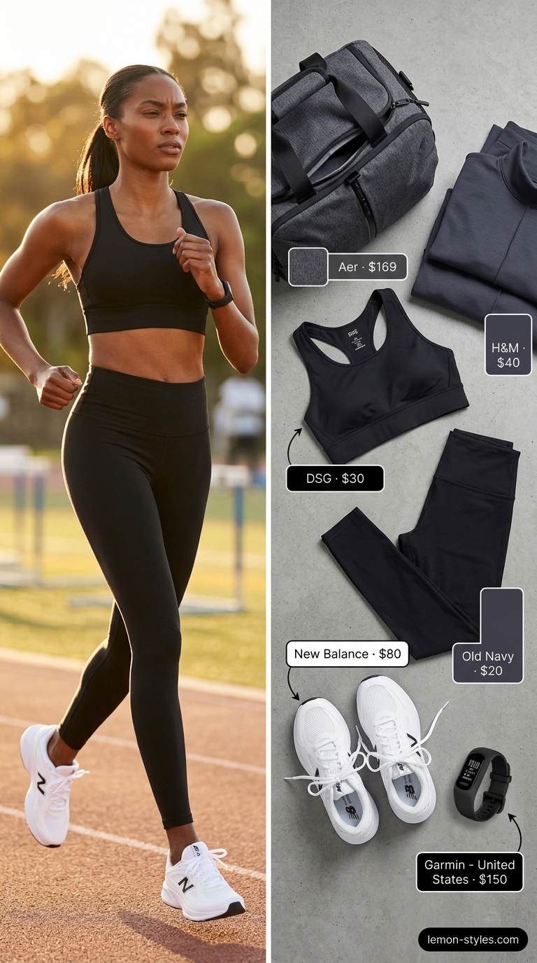 Matte Black summer matching set activewear for women 2026 for sleek studio session. Compression leggings & sports bra.
