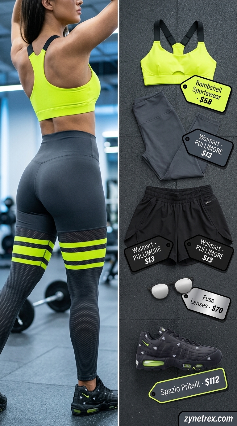 Neon yellow activewear top and shorts matching set for women 2026, for outdoor running and track.