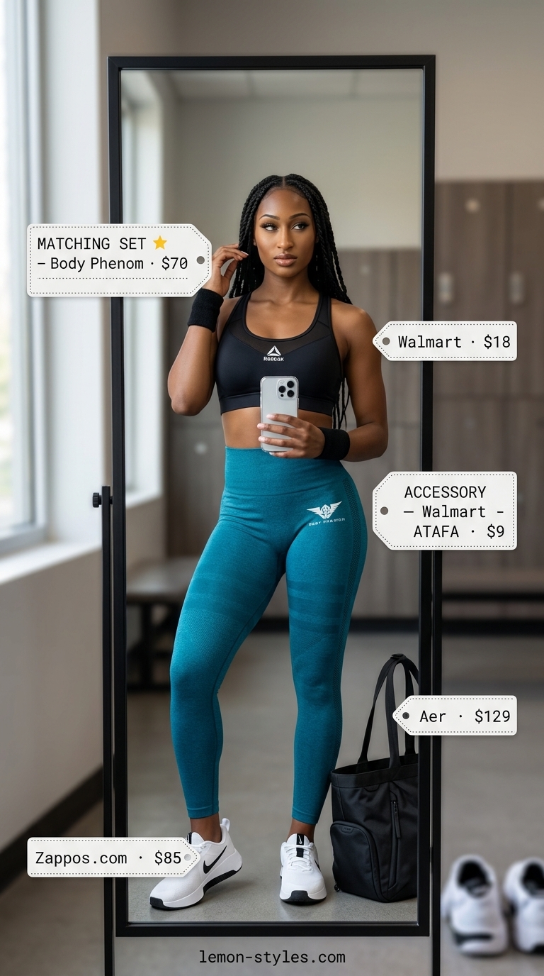 Deep teal summer matching set activewear for women 2026: cropped tee and high-waisted leggings for circuit training.