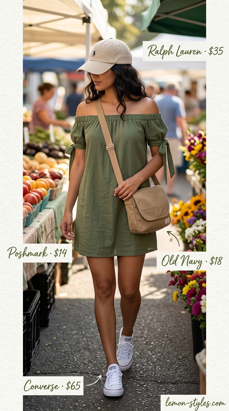 summer off-shoulder dress outfits 2026 - Casual Summer Off-Shoulder outfit idea