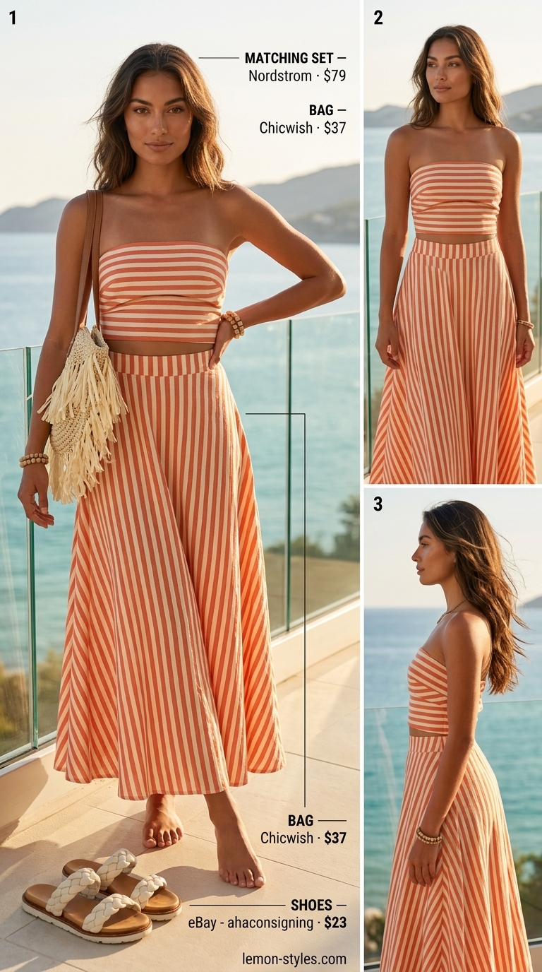 Boho Desert Oasis Matching Set for Summer Vacation Outfits 2026 Bohemian terracotta matching set for women, ideal for summer vacation capsule outfits 2026. Free-spirited style.