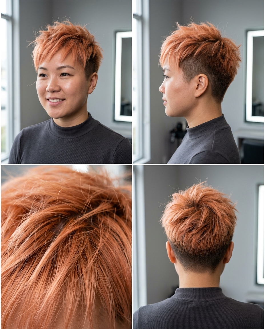 Apricot Crush Undercut Crop 2026 short apricot crush crop haircut with high undercut and textured top for round face