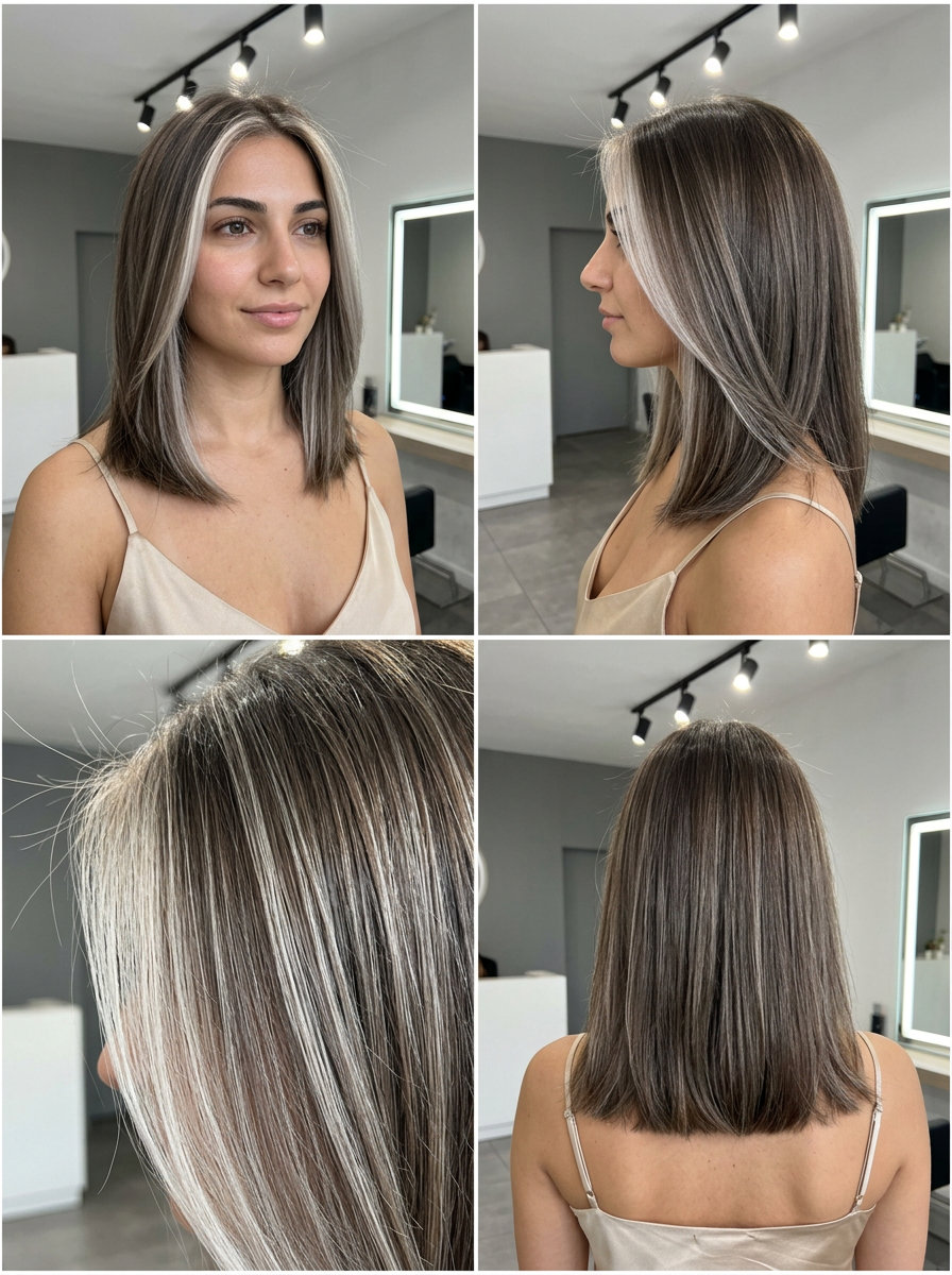 Ash Blonde Scandi Money Piece 2026 short ash blonde money piece with ash brown base for summer
