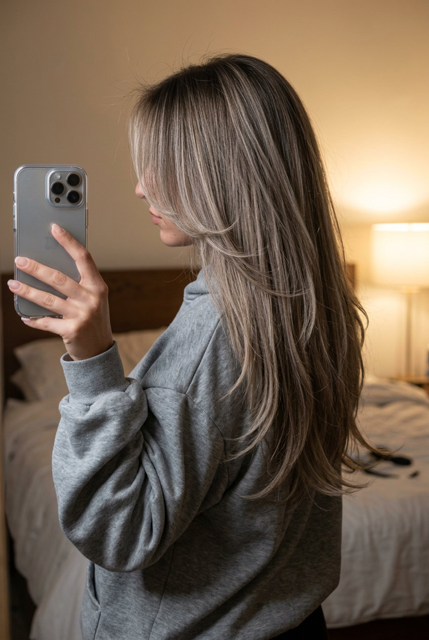 Coastal Melt Layers: Mushroom Bronde Summer Hair 2026 long ash brown to beige blonde bronde haircut with blended layers and face-framing for summer