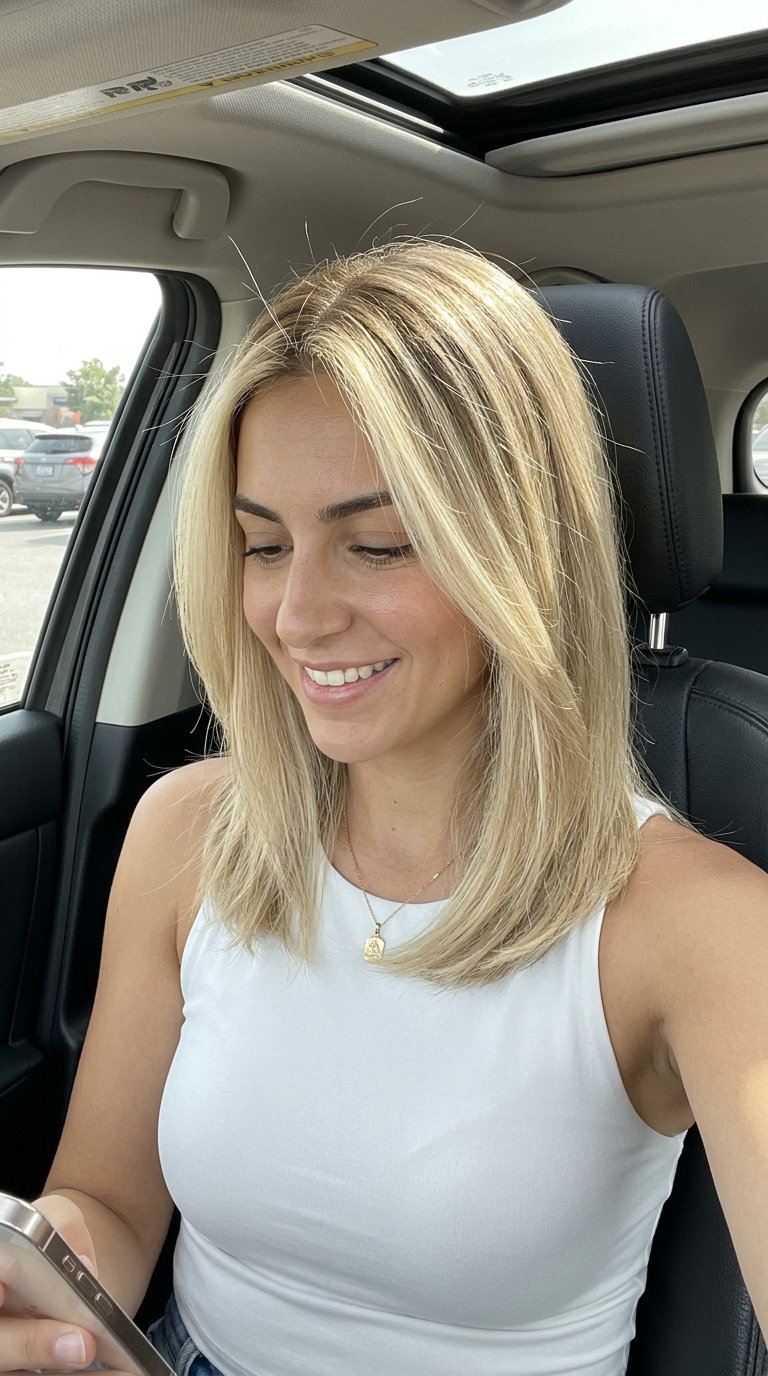 Butter Blonde Babylights 2026: Radiant Summer Glow long butter blonde haircut with pale yellow-gold, light brown root, babylights — radiant summer look