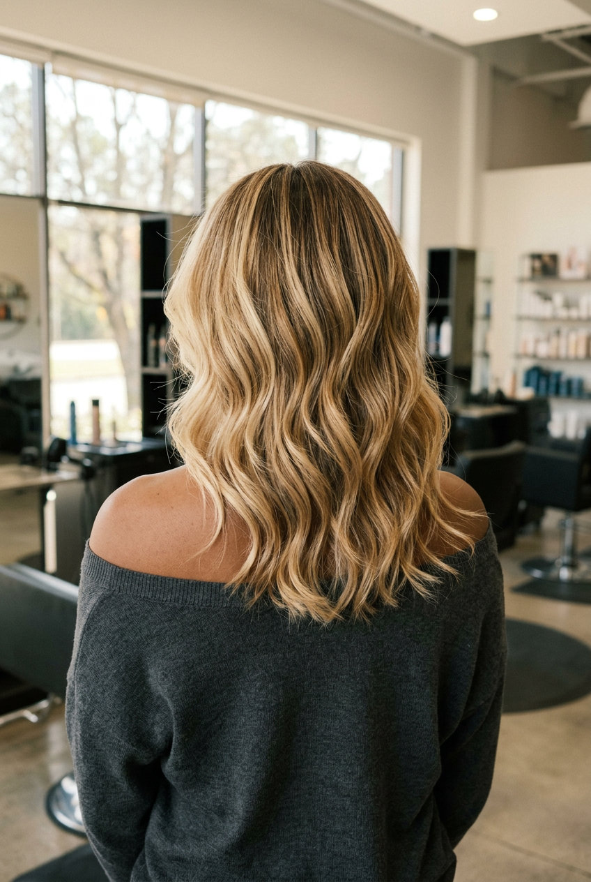 Buttercream Blonde Money Piece Hair 2026 long layered butterfly cut buttercream blonde money piece with warm undertones, babylights — soft casual outing