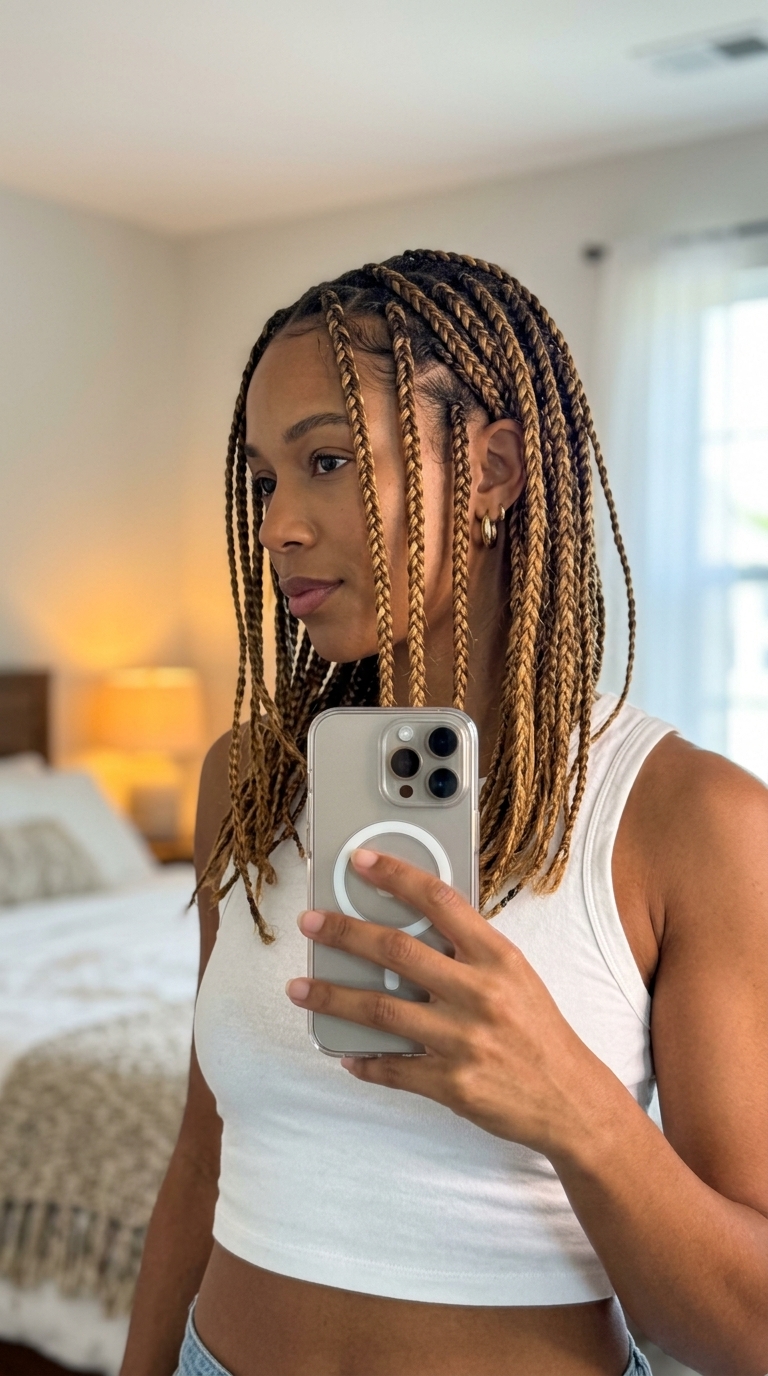 Boho Honey Caramel Braids 2026: Sun-Kissed Look long caramel honey brown balayage with bright golden ribbons for boho festivals