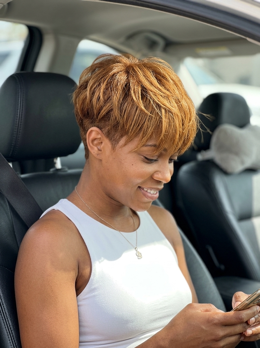Rebellious Honey Undercut 2026: Edgy Caramel short crop with undercut and caramel honey brown top for a rebellious look