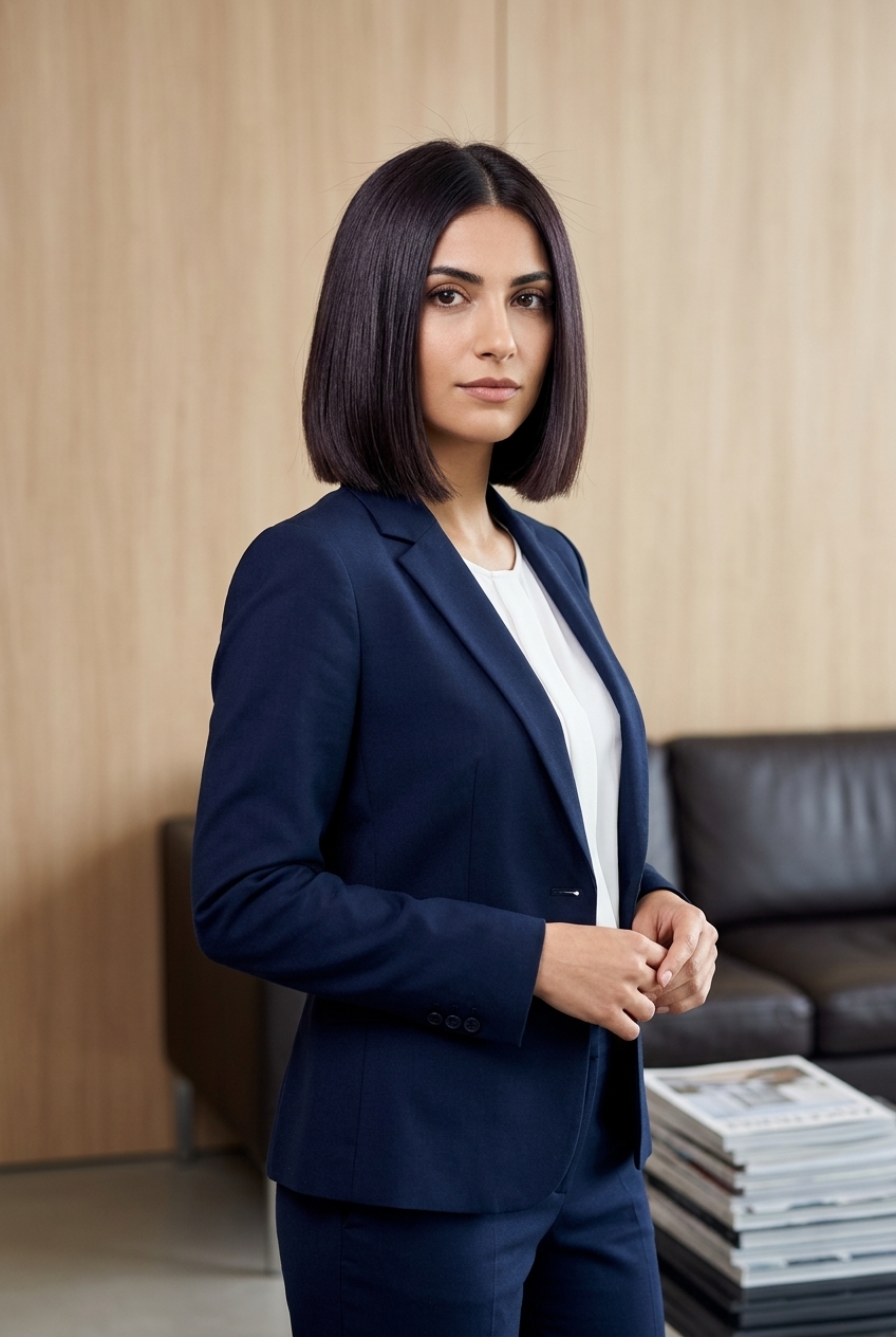 Deep Espresso Box Bob Haircut 2026 chin-length box bob haircut with deep espresso brunette, blunt cut and no bangs for summer