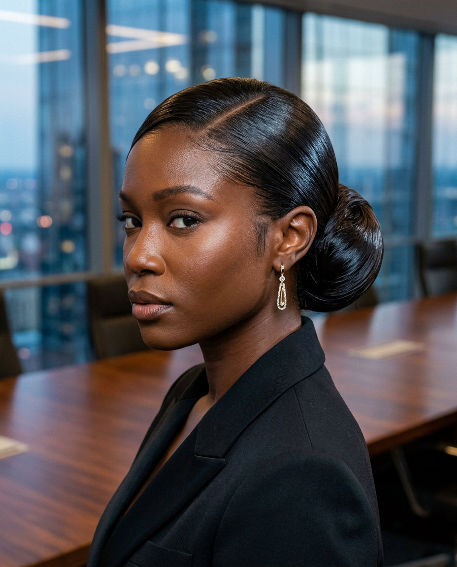 Midnight Espresso Chignon 2026 long deep espresso brown one-length haircut with high-gloss finish for summer 2026
