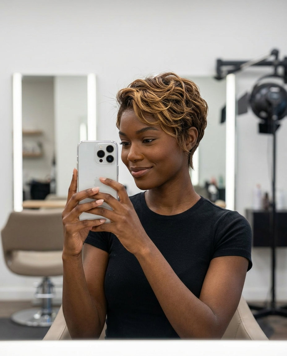 Sun-Kissed Wavy Pixie 2026: Honey Balayage very short honey balayage pixie haircut with golden gloss, soft waves for summer