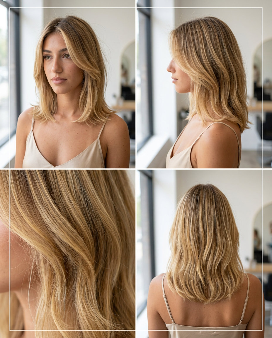 Effortless Honeycomb Blonde Highlights 2026 long golden blonde highlights with warm honey tones, weaving technique for a soft look