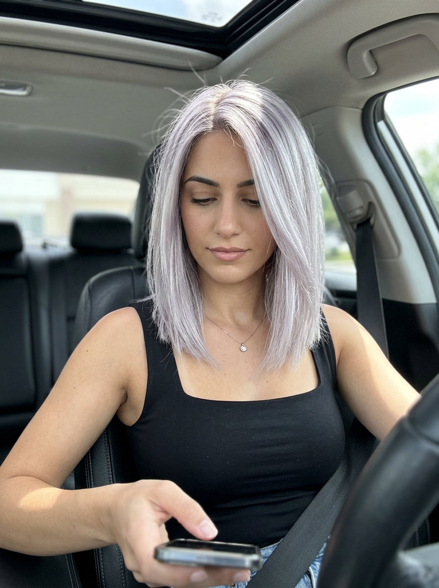short blunt bob icy ash blonde with silver undertones for edgy look