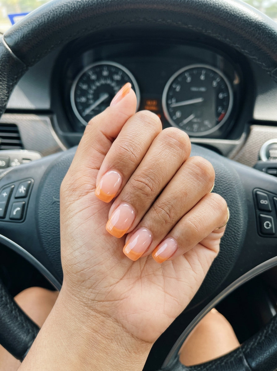 Fresh apricot French tip nails for daily wear and casual summer outings. June nails ideas - best for summer 2026.