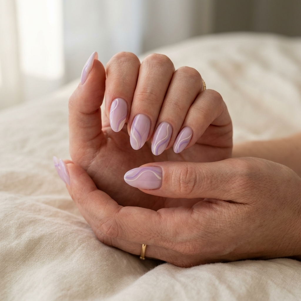 Romantic lavender swirl nails for date nights and bridal showers. June nails ideas - best for summer 2026.