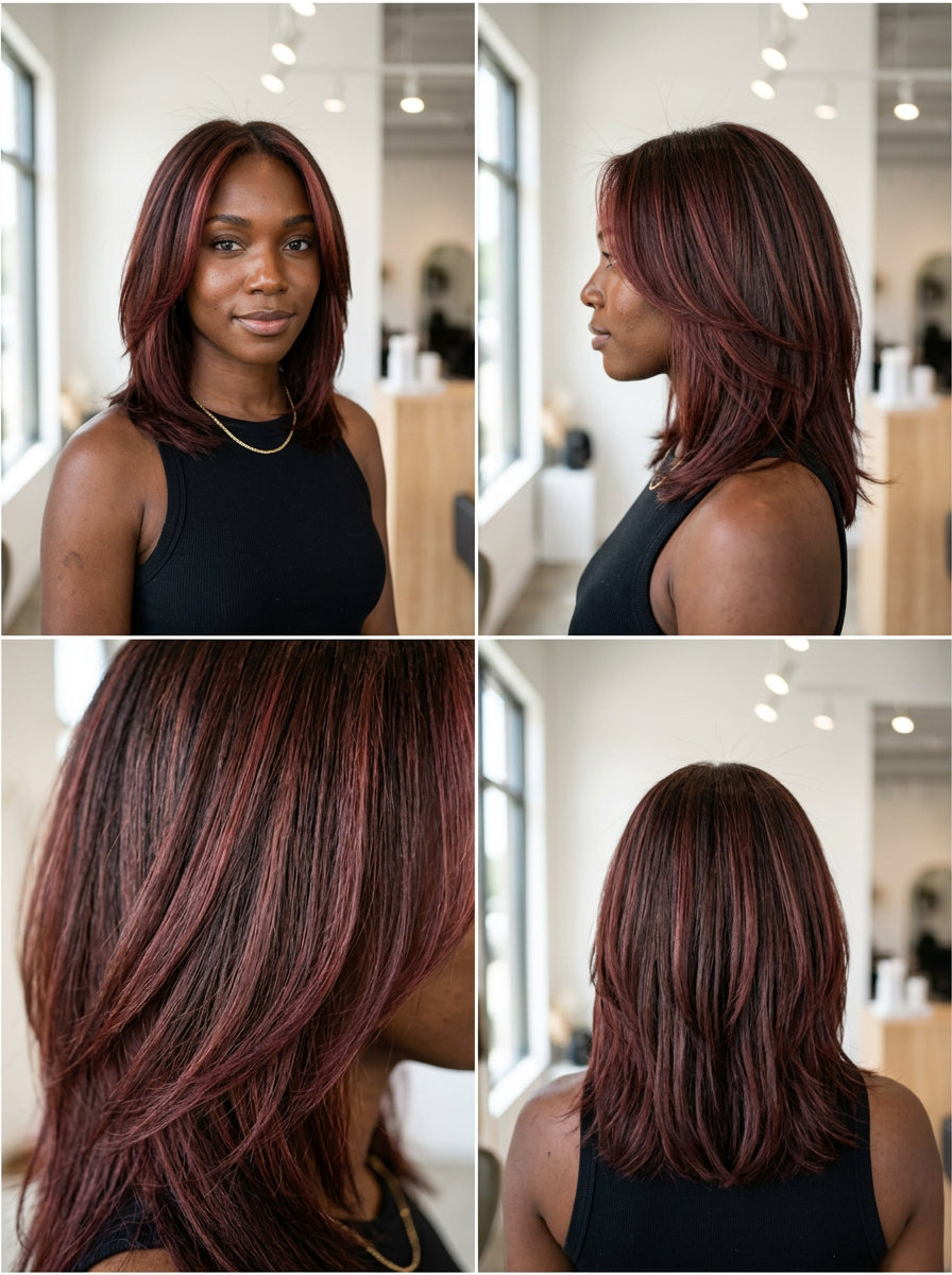 Mahogany Reverse Balayage Money Piece 2026 long mahogany reverse balayage money piece with face-framing layers