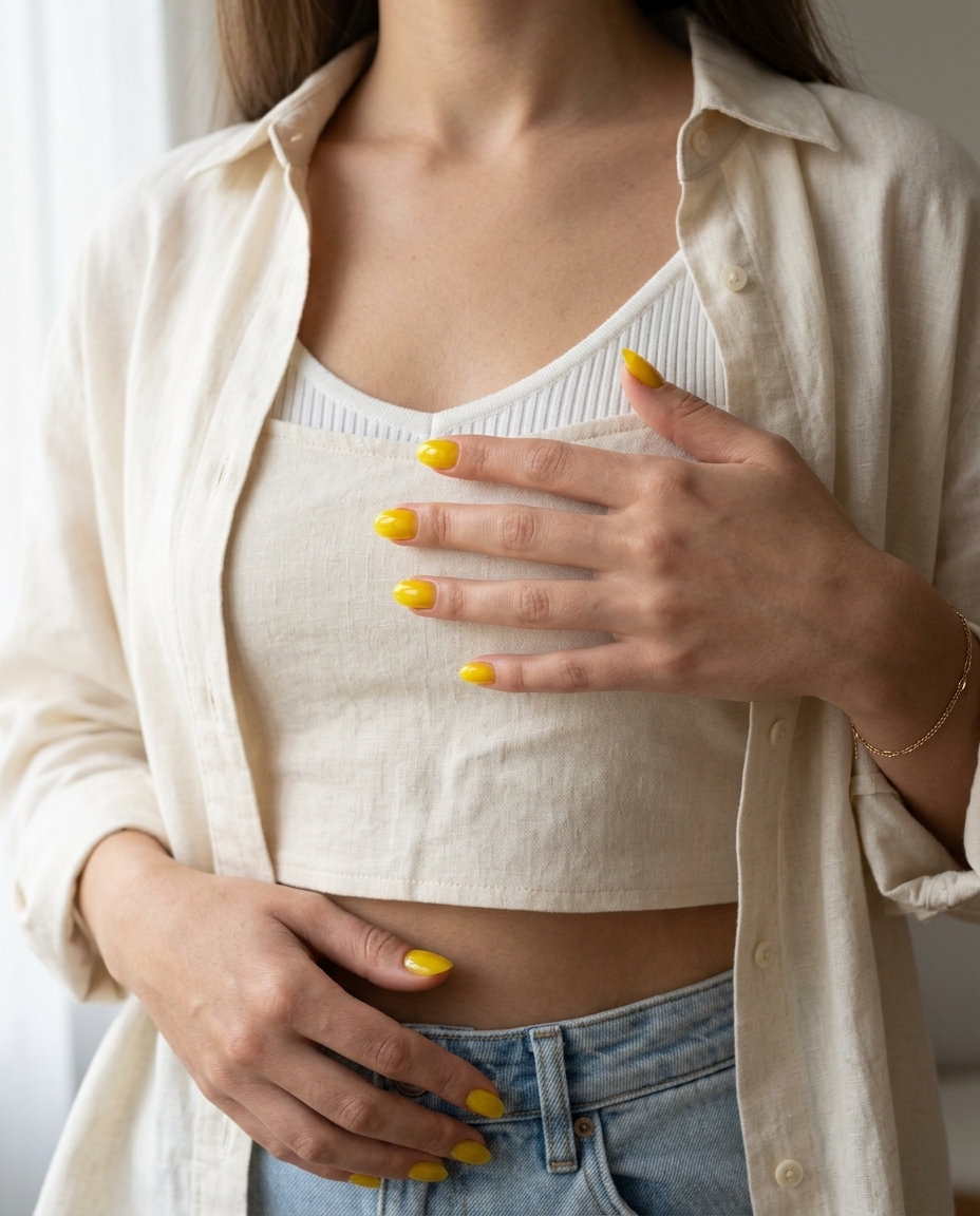 Sheer Lemonade Gloss Oval Nails | Summer 2026 Sheer Lemonade Gloss nails for oval summer nails 2026, vibrant for vacations and festivals. Playful refreshing.