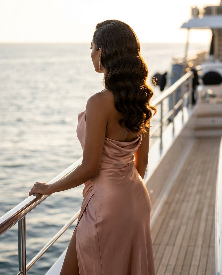 long platinum blonde hollywood waves with deep side part and high shine for summer