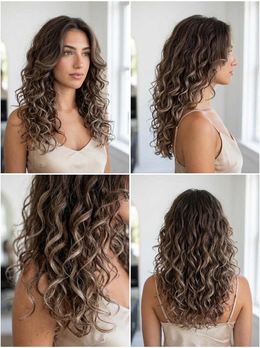 Long Mushroom Brown Curls: Natural Dimension 2026 long portobello roast mushroom brown curls with sandy ends and face-framing layers