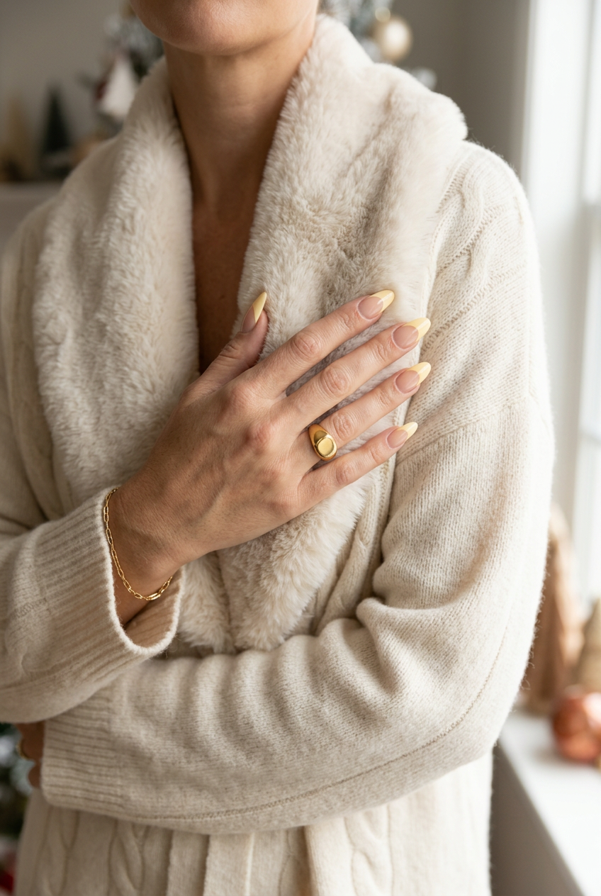 Lemon Meringue Reverse French nails for a sweet and chic summer brunch outfit. Butter yellow.
