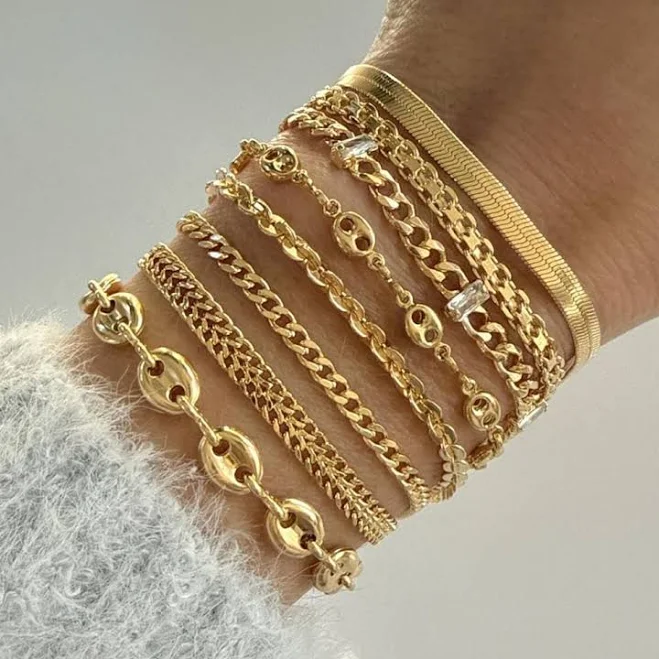 accessory 18K Gold Dainty Chain Bracelet Etsy - Seller $25.6