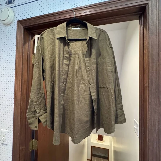 top Abercrombie & Fitch Tops | Linen Olive Green Women’s Button Down. Oversized. | Color: Green | Size: M | Pm-25389407's Closet Poshmark $40