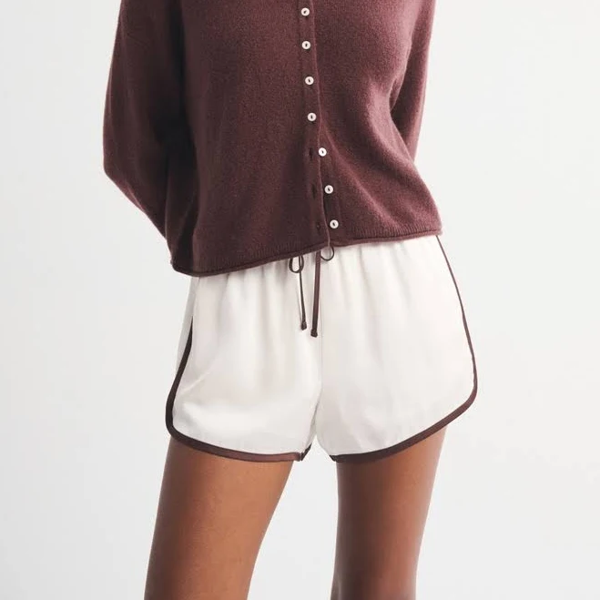 shorts Abercrombie & Fitch Women's High Rise Satin Track Short Abercrombie & Fitch $44.99