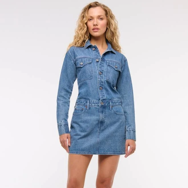 dress Abercrombie & Fitch Women's Long-Sleeve Denim Shirt Dress Abercrombie & Fitch $32.97