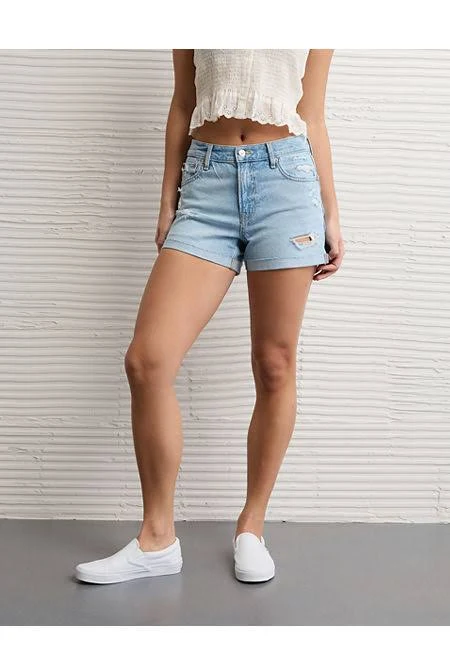shorts AE Strigid Women's Super High-Waisted Relaxed Denim Shorts American Eagle Outfitters $35.97