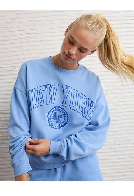 top AE Women's Funday Crew Neck Sweatshirt American Eagle Outfitters $24.99
