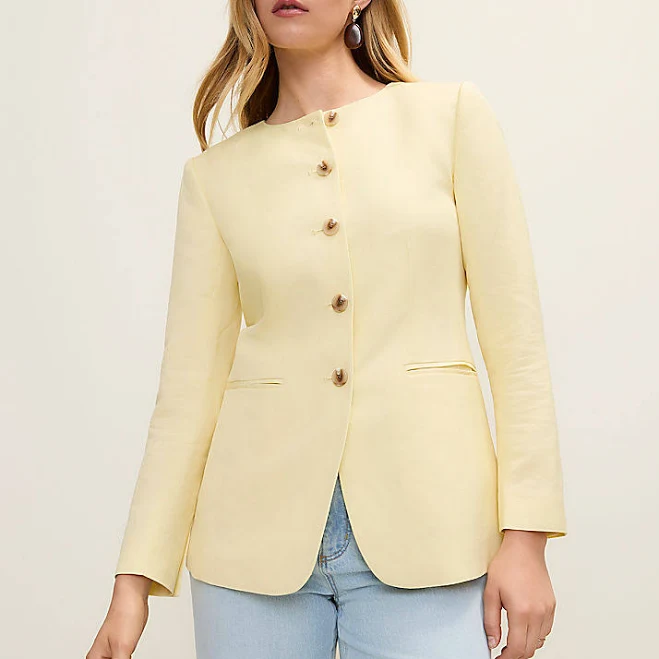 blazer Ann Taylor Women's Petite Cutaway Linen Blend Jacket Ann Taylor $113.4